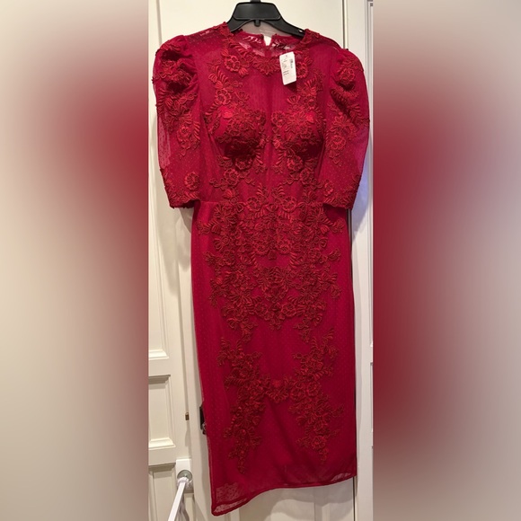 Zuhair Murad Red Lace Pencil Midi Gown Never Worn With Tags - Picture 2 of 8